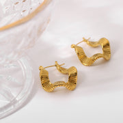 Irregular shape texture hoop earring